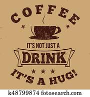 café, é, não, apenas, um, bebida, é, um, abraço, tipografia, impressão, desenho