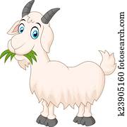 Cartoon goat eating grass Cartoon goat eating grass