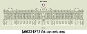 City Hall in Toulouse, France. Landmark icon City Hall in Toulouse, France. Landmark icon