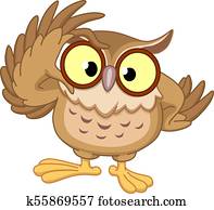 coruja, com, óculos