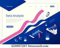 Data Management System and Business Analytics Concept isometric vector illustration. Hosting Server or Data Center Room web banner Data Management System and Business Analytics Concept isometric vector illustration. Hosting Server or Data Center Room web banner
