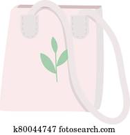 Eco tote bag cartoon vector illustration. Reusable plastic free cotton handbag for shopping flat color object. Eco friendly accessory. Market zero waste bag with handles isolated on white background