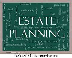 Estate Planning Word Cloud Concept on a Blackboard Estate Planning Word Cloud Concept on a Blackboard