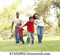 familie, nytelse, gå i, park