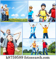 famille heureuse, collage.