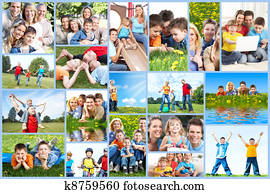 glad familie, collage.