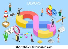 isometrisch, flache, vektor, begriff, von, dev, ops,, entwicklung, und, operations. isometrisch, flache, vektor, begriff, von, dev, ops,, entwicklung, und, operations.