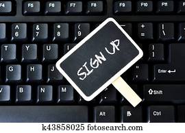 Keyboard with key sign up Keyboard with key sign up