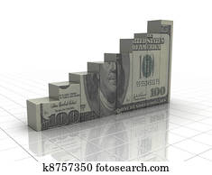 Money graph rising cash texture on white background