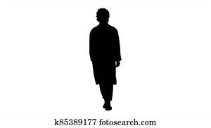 Silhouette Smiling pediatricion holding hands in pockets of unif Silhouette Smiling pediatricion holding hands in pockets of unif