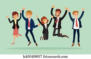 business people jumping celebrating success cartoon illustration business people jumping celebrating success cartoon illustration
