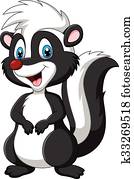 caricatura, gambá, posar, isolado