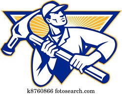 Carpenter With Hammer Retro Carpenter With Hammer Retro
