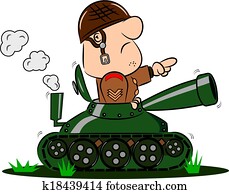 Cartoon Soldier in Army Tank Cartoon Soldier in Army Tank