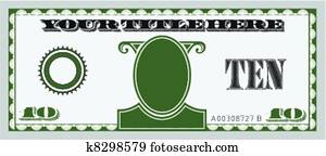 dez, dinheiro, conta