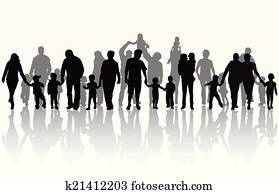 familie, silhouetten familie, silhouetten