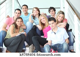 juventude, ligado, escadas