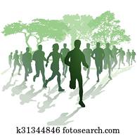 marathonlauf, im, πάρκο