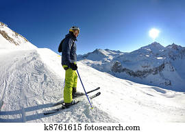 skiing on fresh snow at winter season at beautiful sunny day skiing on fresh snow at winter season at beautiful sunny day