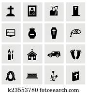 Vector black funeral icons set Vector black funeral icons set