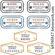 vektor, briefmarken, -, italien vektor, briefmarken, -, italien