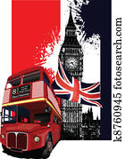 גראנג, דגל, עם, לונדון, ו, אוטובוס