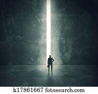 a, luz, de, a, porta aberta