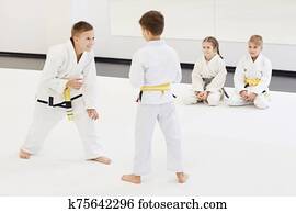 Children practicing the technique