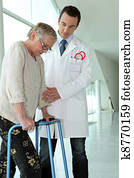 doktor, seniorenhilfe, patient, mit, laufgestell