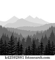 pine forest, a, mountains, riadiť, backgrounds