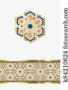 מוסלמי, חופשה, כרטיס של דש, template., מסורתי, ערבי, איסלם, גיאומטרי, עיצוב קישוטי, יסוד, ו, תבנית, border.