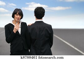 Businesswoman and businessman