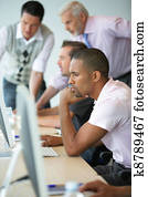 büroangestellte, an, computer