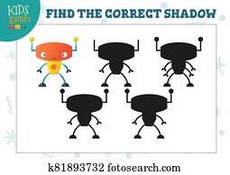 Find the correct shadow for cute cartoon robot educational preschool kids mini game Find the correct shadow for cute cartoon robot educational preschool kids mini game