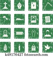 Funeral icons set grunge Funeral icons set grunge