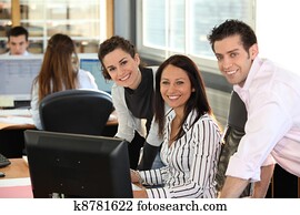 glücklich, geschäftsmitarbeiter