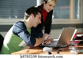 leute arbeit, in, ein, büro