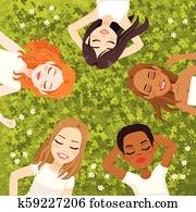 Multiracial Women Resting