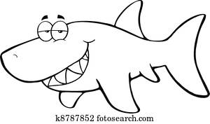 Outlined Happy Shark Outlined Happy Shark