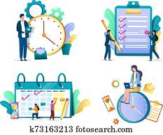 Task management concept vector isolated illustration set Task management concept vector isolated illustration set