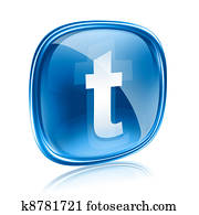 Twitter icon glass blue, isolated on white background Twitter icon glass blue, isolated on white background