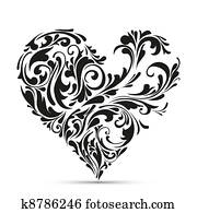 תקציר, פרחוני, heart., אהוב, מושג