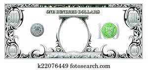 100 dollars bill. Cartoon money 100 dollars bill. Cartoon money