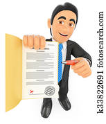 3D Businessman sign up 3D Businessman sign up