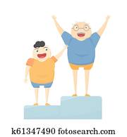 activité famille, est, smilling, blanc, arrière-plan., vecteur, illustration, dans, plat, design.