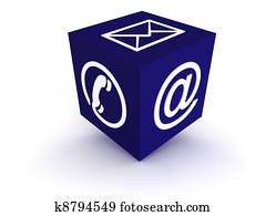 comunicação, cubo, azul