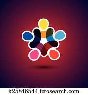 Concept of community unity, solidarity & friendship - vector gra