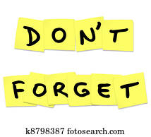 Don't Forget Reminder Words on Yellow Sticky Notes Don't Forget Reminder Words on Yellow Sticky Notes