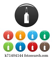 Fine olive oil bottle icons set color
