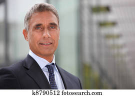 negócio executivo, estava pé, ao ar livre